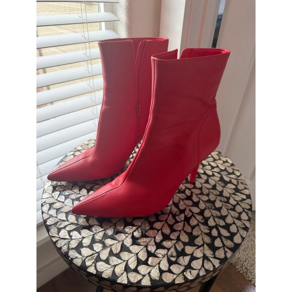 Steve Madden Red Leather Stilleto Elysia Bootie - Picture 9 of 11